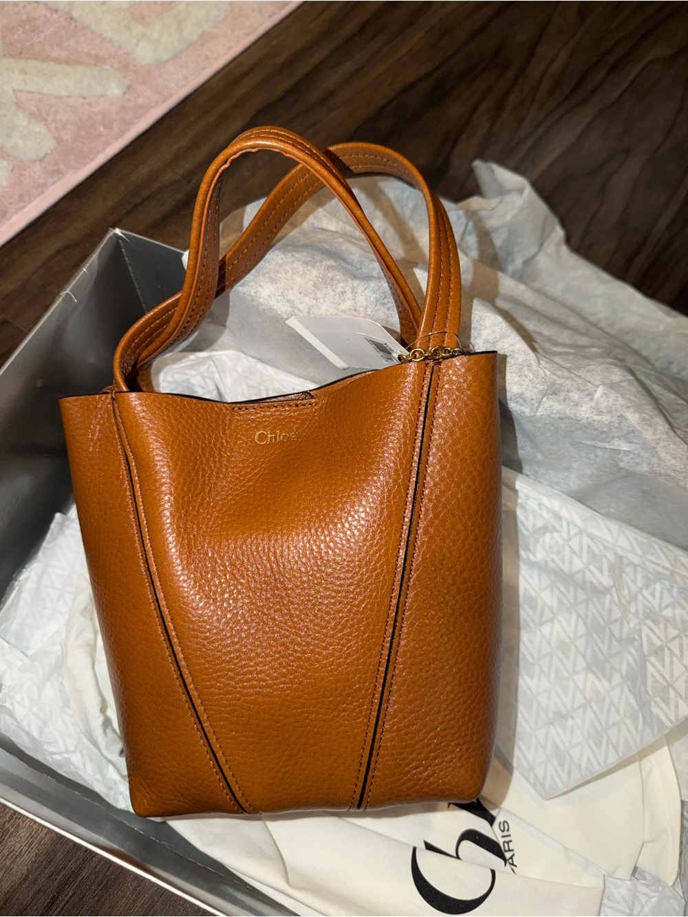 Chloe Spin Mini Tote Bag in Grained Calfskin